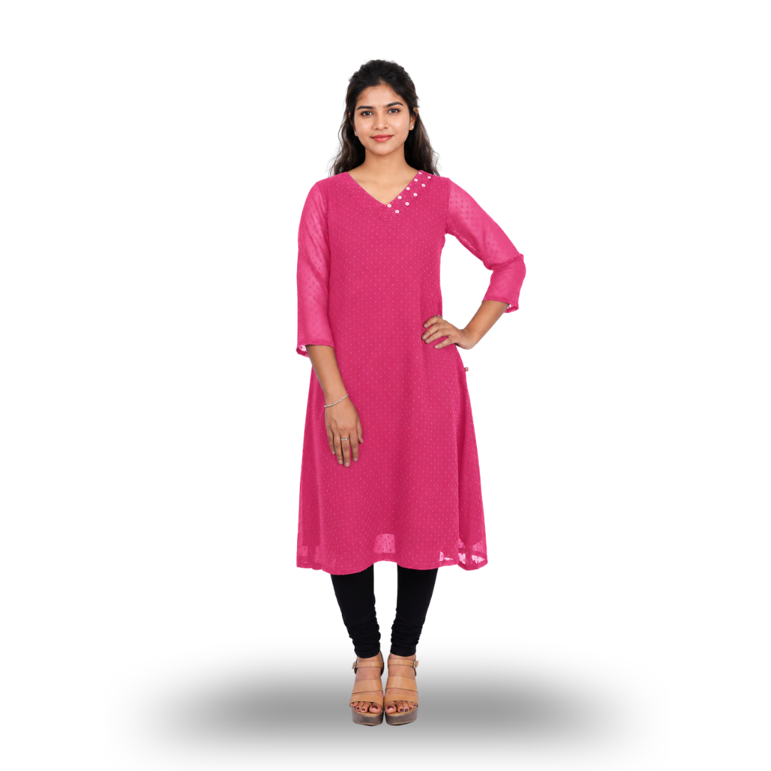 Textured Georgette A-Line Kurti