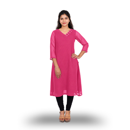 Textured Georgette A-Line Kurti