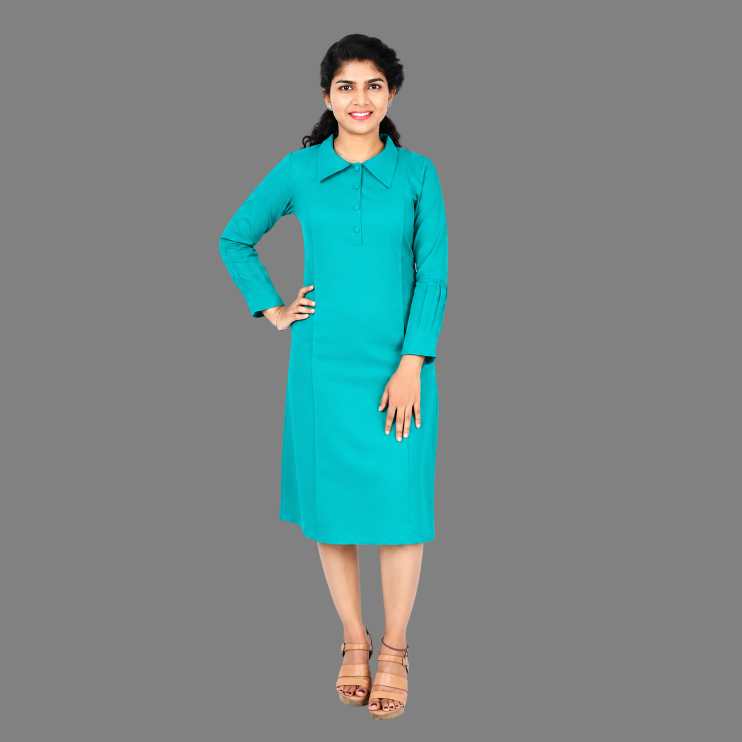 Greenish Blue Solid Straight Kurta for Women – Elegant & Comfortable Daily Wear|  S3W165
