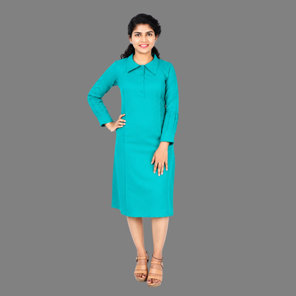 Greenish Blue Solid Straight Kurta for Women – Elegant & Comfortable Daily Wear|  S3W165