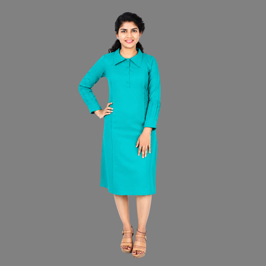 Greenish Blue Solid Straight Kurta for Women – Elegant & Comfortable Daily Wear|  S3W165