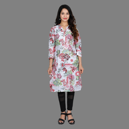 Women’s White Floral Kurti