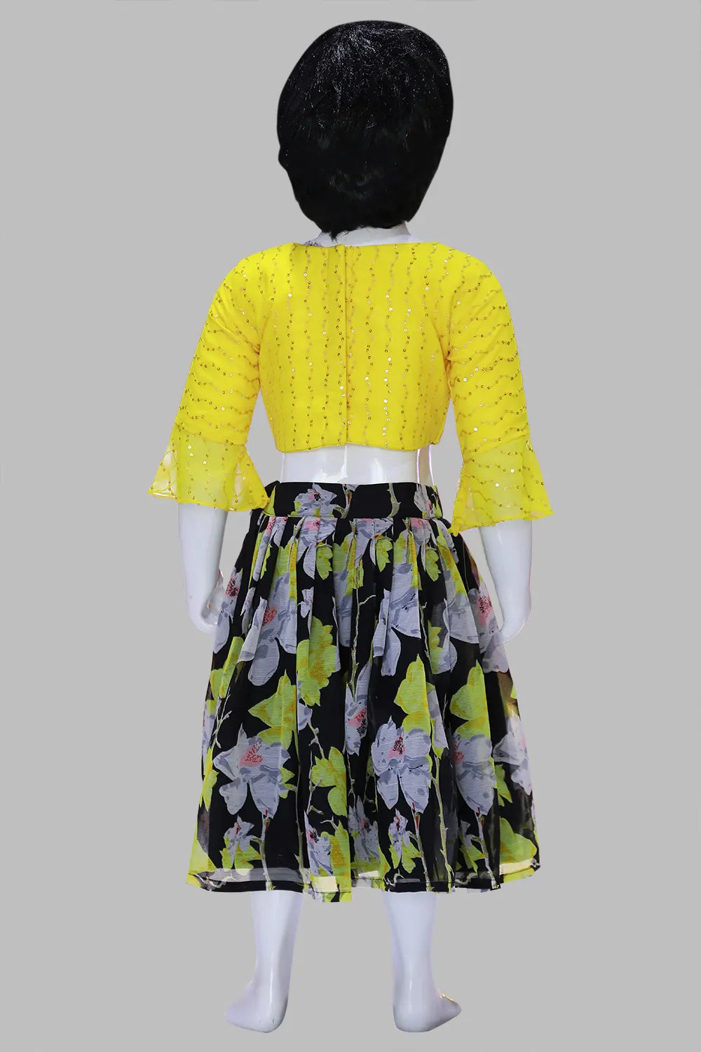 Floral Print Croptop & Midi Skirt for Baby Girl  | Yellow Baby Girl