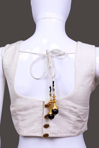 Off White Back Square Neck Princess Cut Sleeveless Blouse | Off White
