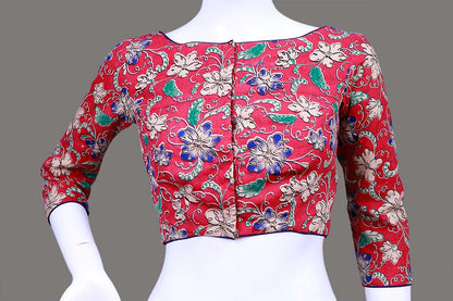 Maroon Floral Printed Boat Neck Blouse | Maroon Print