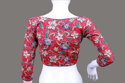 Maroon Floral Printed Boat Neck Blouse | Maroon Print