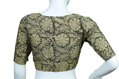 Green Printed Cotton Boatneck Blouse | Greenprinted