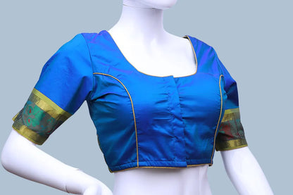 Blue Princess Cut Pattu Blouse | Blue Pattu