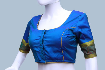 Blue Princess Cut Pattu Blouse | Blue Pattu