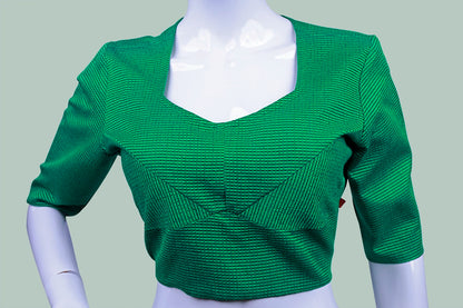 Green Solid Front Round Neck Blouse | Green Blouse