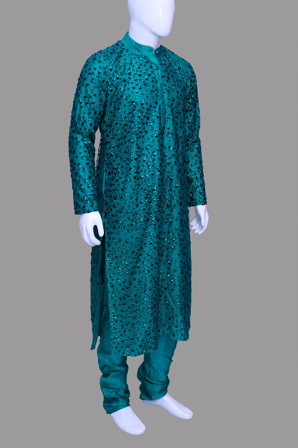 Emerald Blue Embellished Kurta Pyjama Set | Emerald Blue