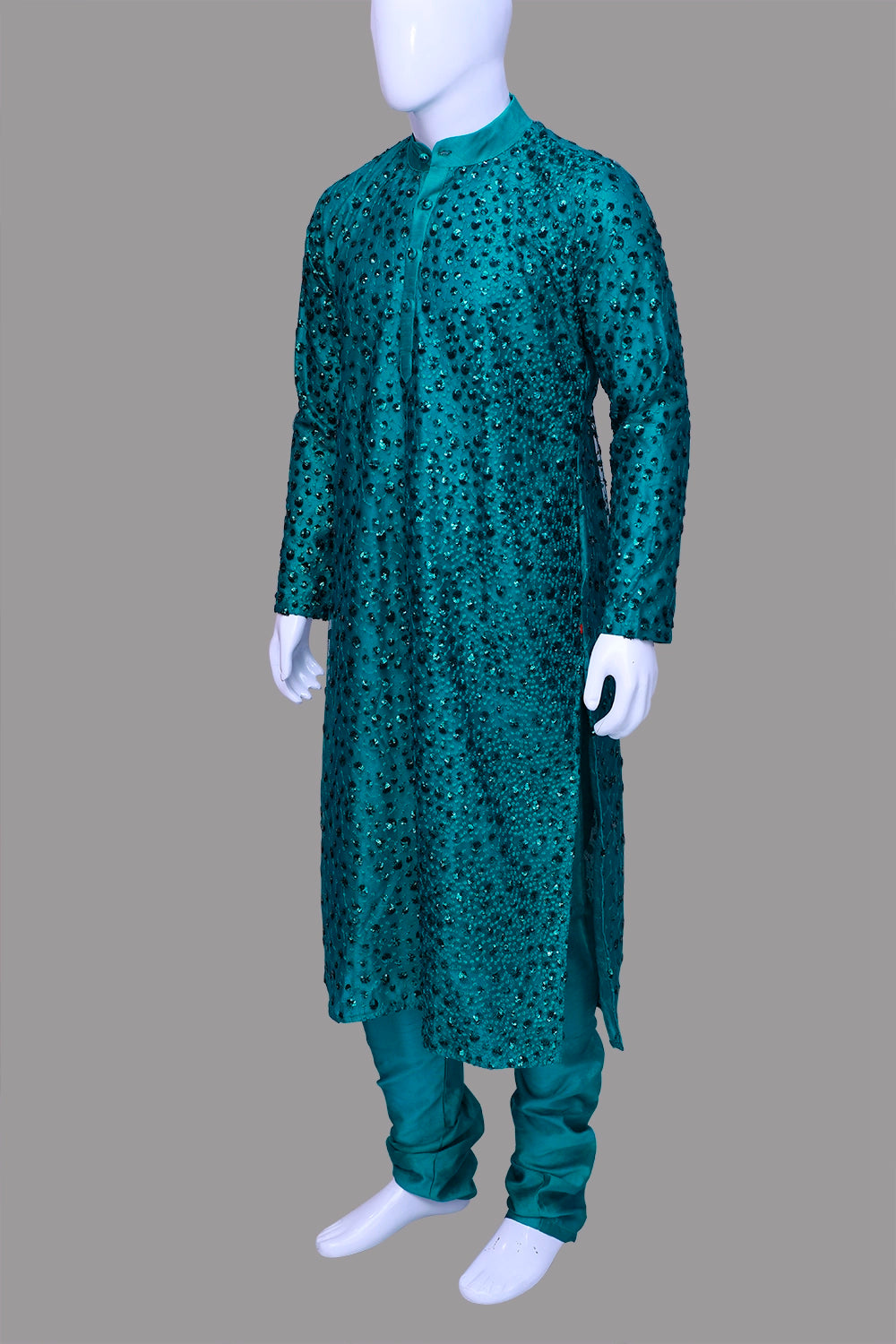 Emerald Blue Embellished Kurta Pyjama Set | Emerald Blue