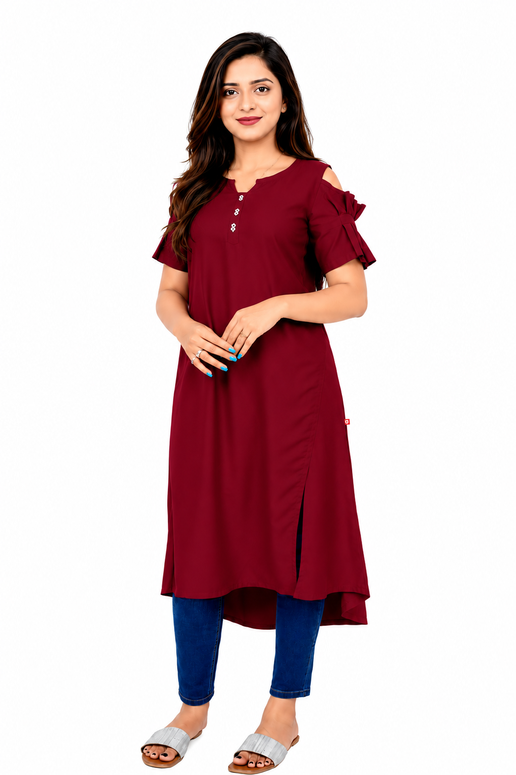 Women’s Self Design High-Low Kurta – Contemporary Ethnic Elegance | S3K276
