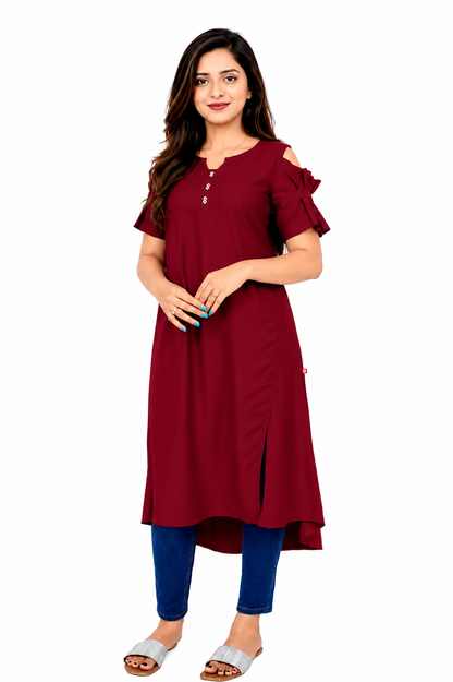 Women’s Self Design High-Low Kurta – Contemporary Ethnic Elegance | S3K276