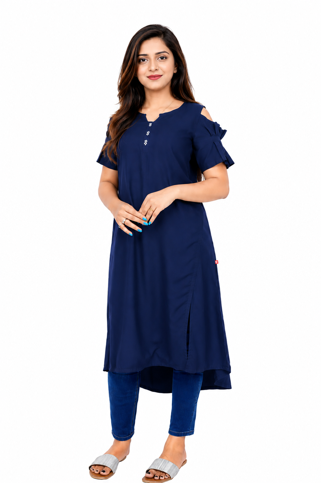 Women’s Self Design High-Low Kurta – Contemporary Ethnic Elegance | S3K276