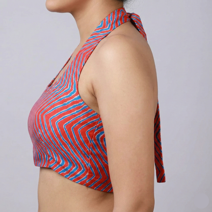 Wave printed High Neck Blouse |  S3B25