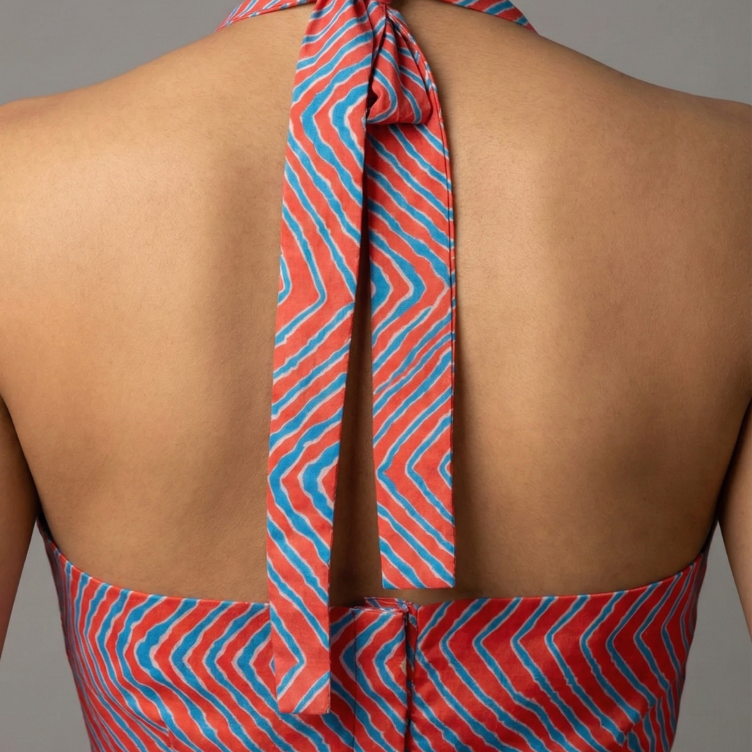 Wave printed High Neck Blouse |  S3B25