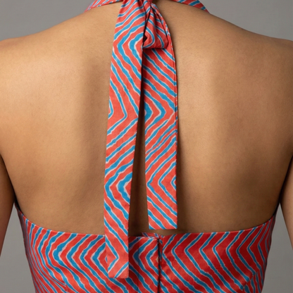 Wave printed High Neck Blouse |  S3B25