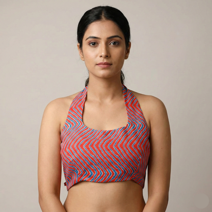 Wave printed High Neck Blouse |  S3B25