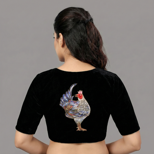 Hen Hand Painted & Maggam Work designer Blouse | S3B1214