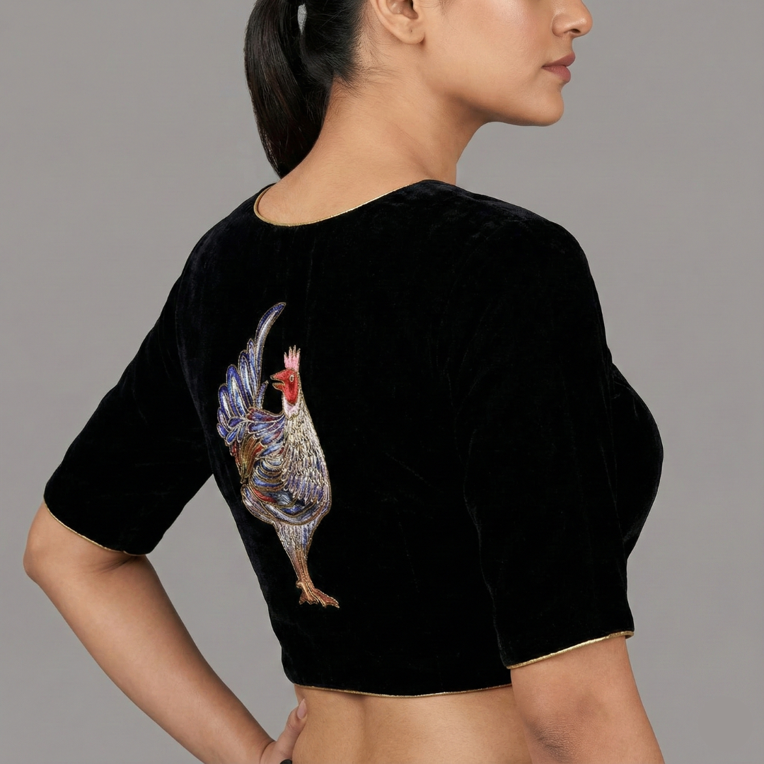 Hen Hand Painted & Maggam Work designer Blouse | S3B1214