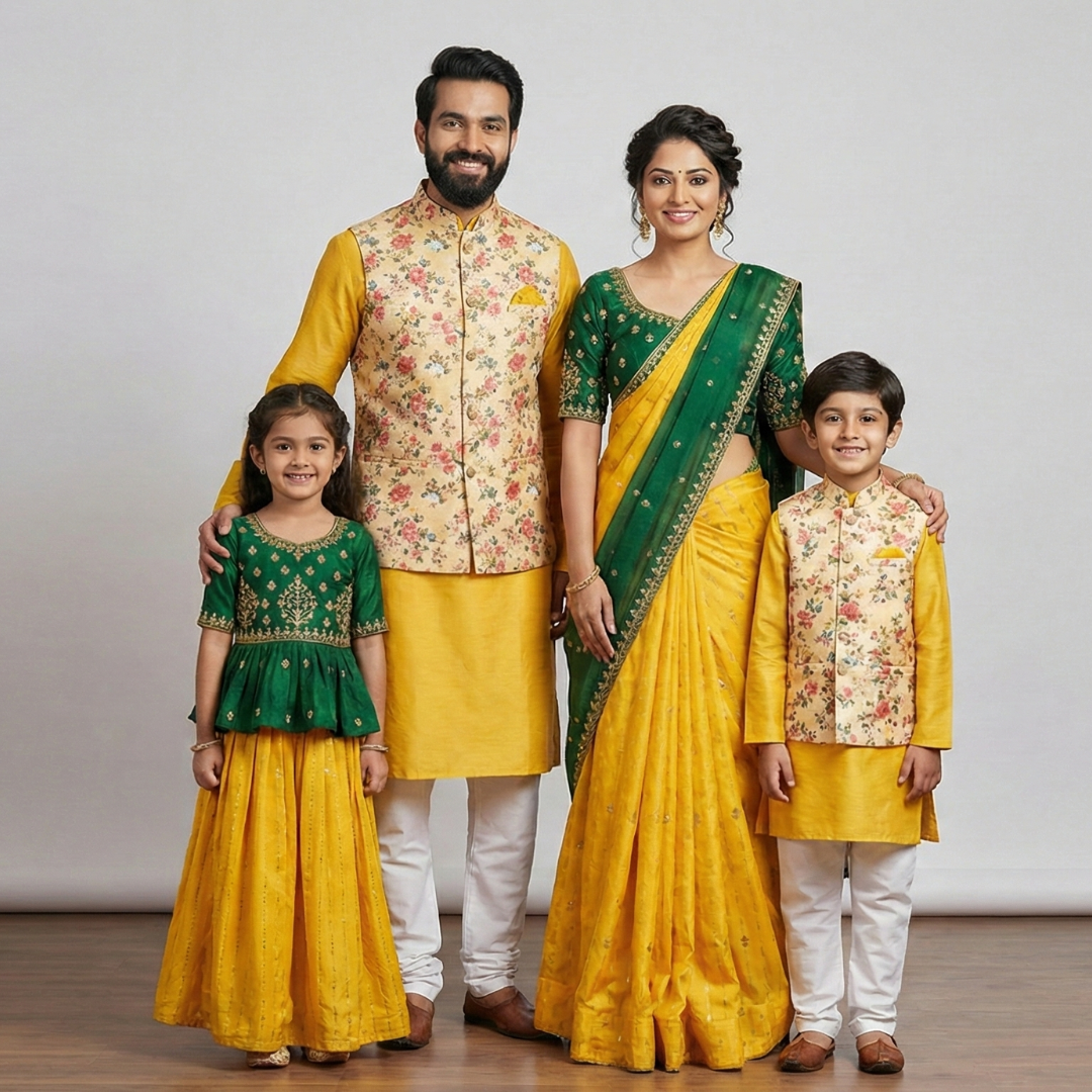 Yellow Family Matching Dress Set