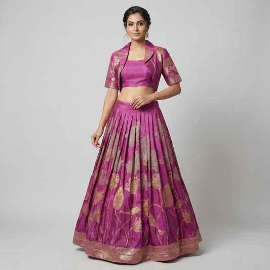 Designer Lehenga Choli with Koti Jacket – Elegant Ethnic Ensemble for Women