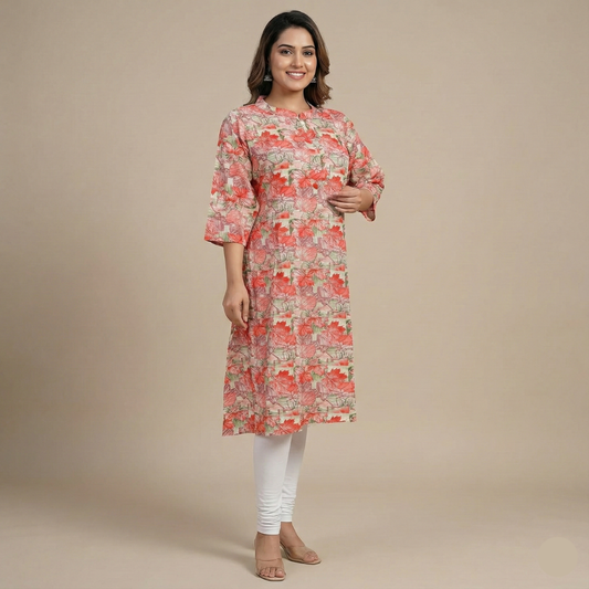 Soft Dusty Rose Kurti with Pajama Set