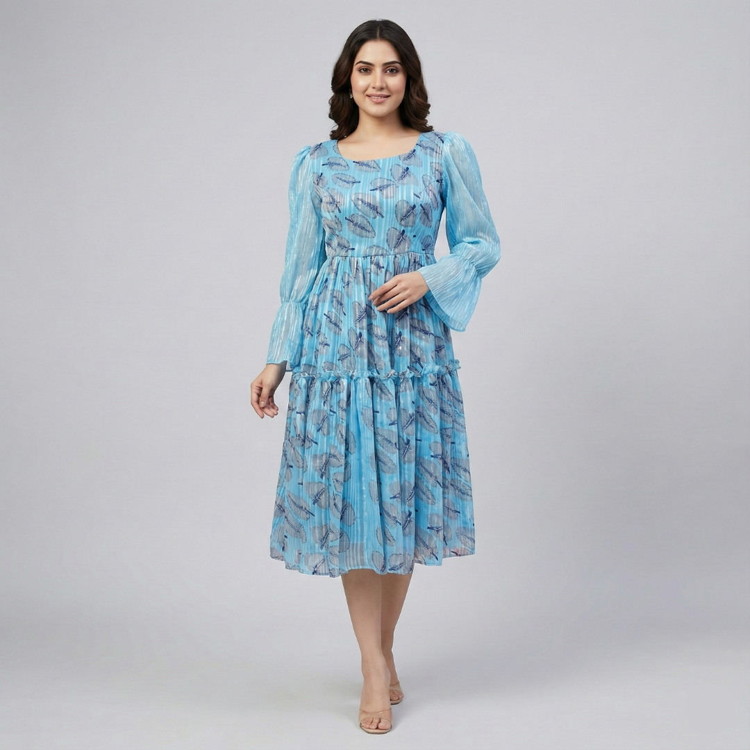 The Flared Sleeve Gown – Graceful, Flowing, and Feminine