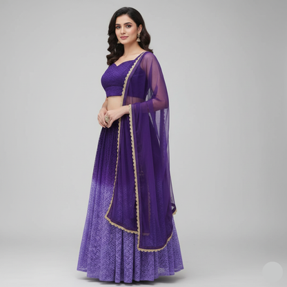 Purple double shaded lehenga