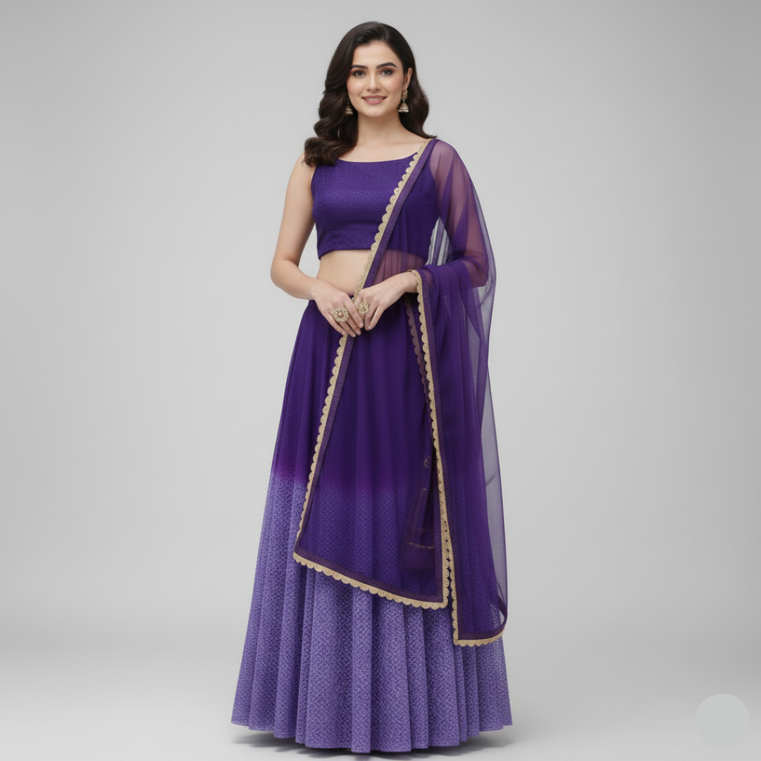 Purple double shaded lehenga