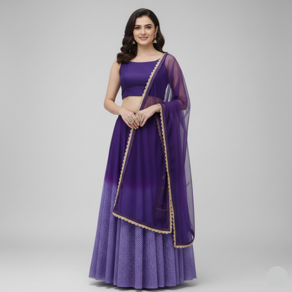 Purple double shaded lehenga