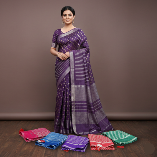 Dola silk Sequence zari saree