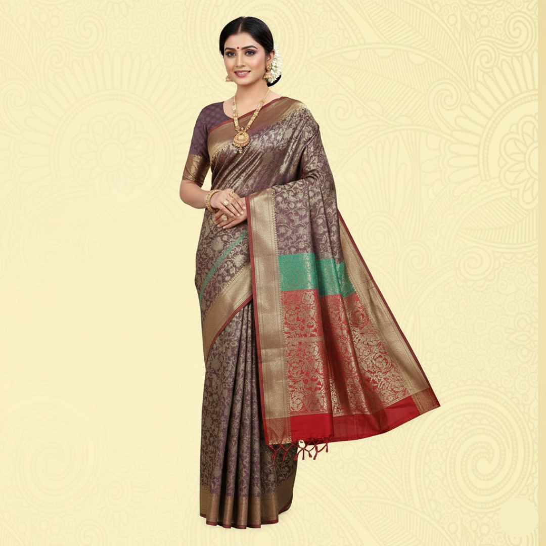 Banarasi saree, color - red, traditional work