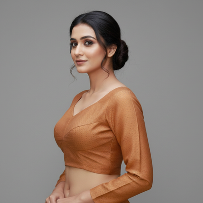 Women's Brown Katori Cut Full hands Blouse | S3B1177