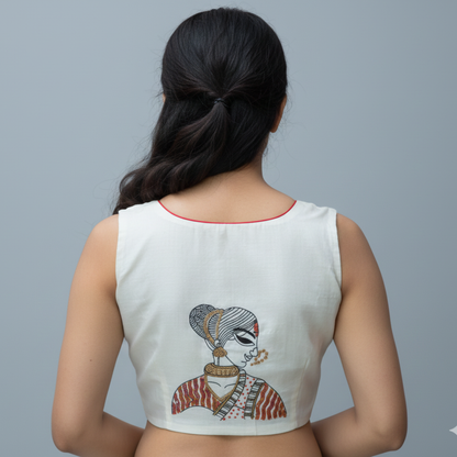 Tanjore Art Rajasthani Hand Crafted Painting Blouse | S3MB58