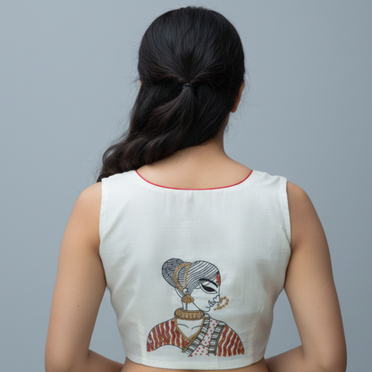 Tanjore Art Rajasthani Hand Crafted Painting Blouse | S3MB58