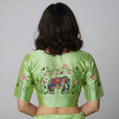 Pichwai Hand Painting with Magam Work Blouse | S3MB57