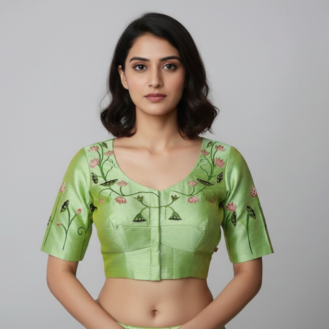 Pichwai Hand Painting with Magam Work Blouse | S3MB57