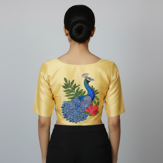 Pichwai Hand-Crafted Maggam Work Blouse – Regal Artistry in Every Thread | S3 Fashions| S3MB55