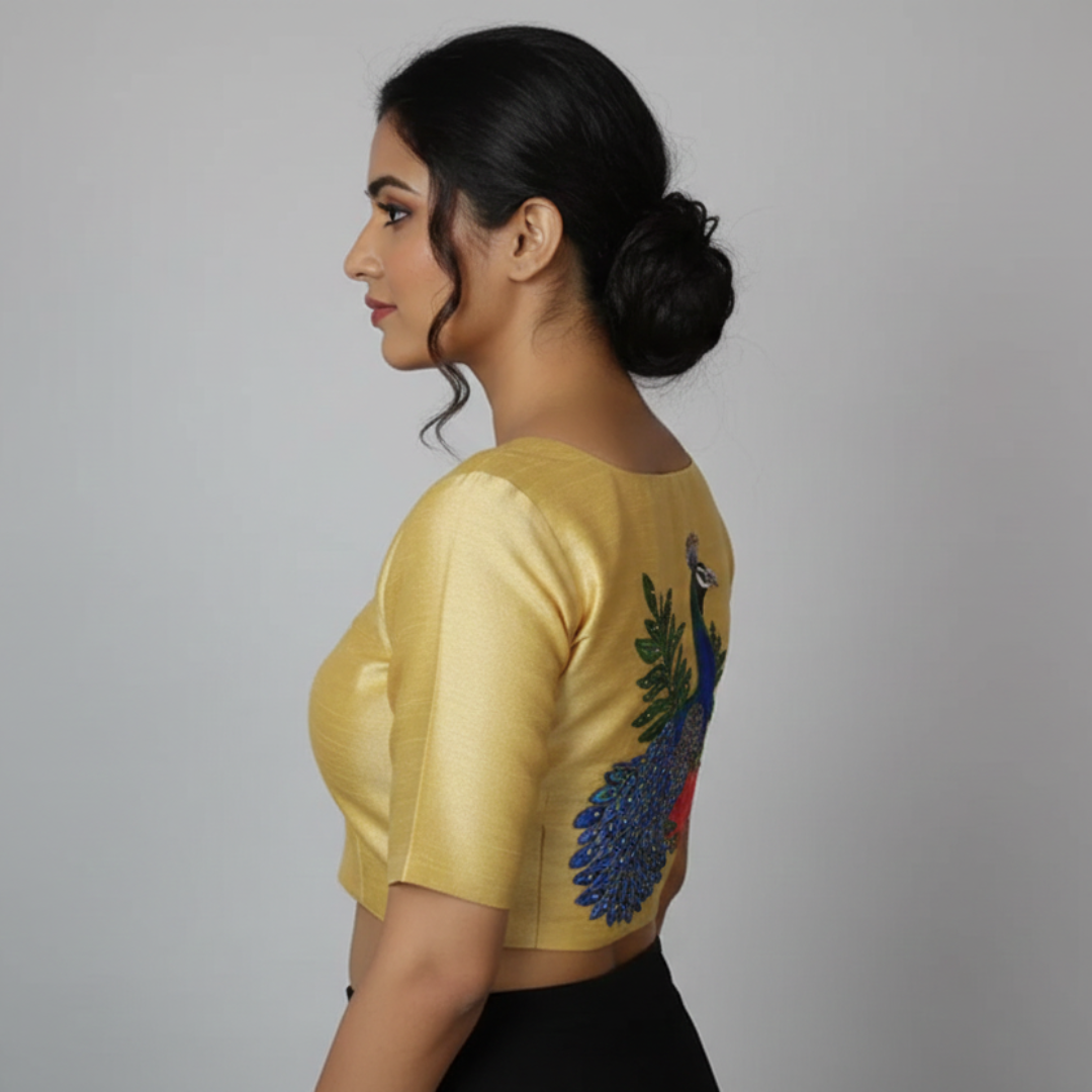 Pichwai Hand-Crafted Maggam Work Blouse – Regal Artistry in Every Thread | S3 Fashions| S3MB55