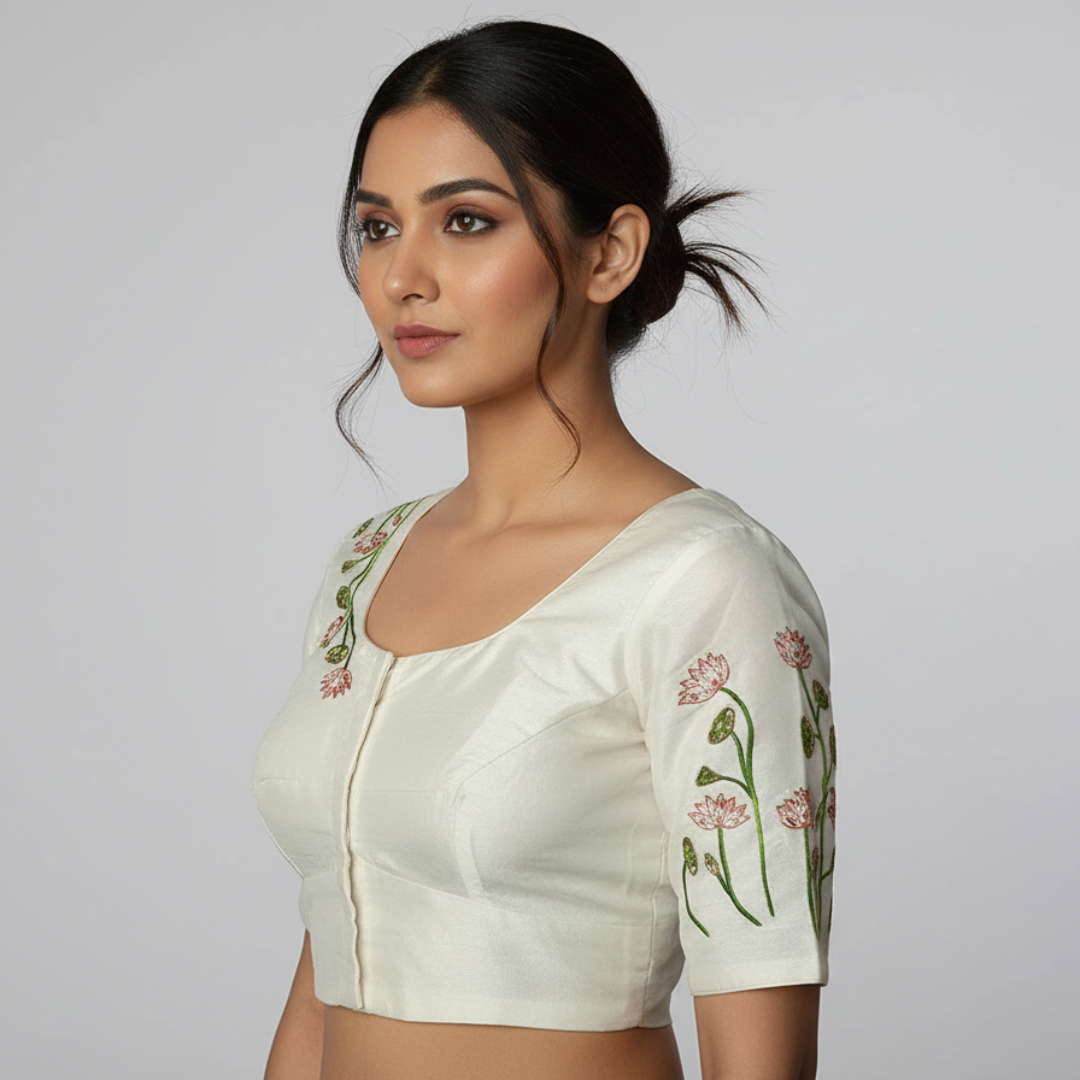 Pichwai Hand-Painted Maggam Work Blouse – Art Meets Embroidery | S3 Fashions | S3MB53