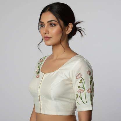 Pichwai Hand-Painted Maggam Work Blouse – Art Meets Embroidery | S3 Fashions | S3MB53