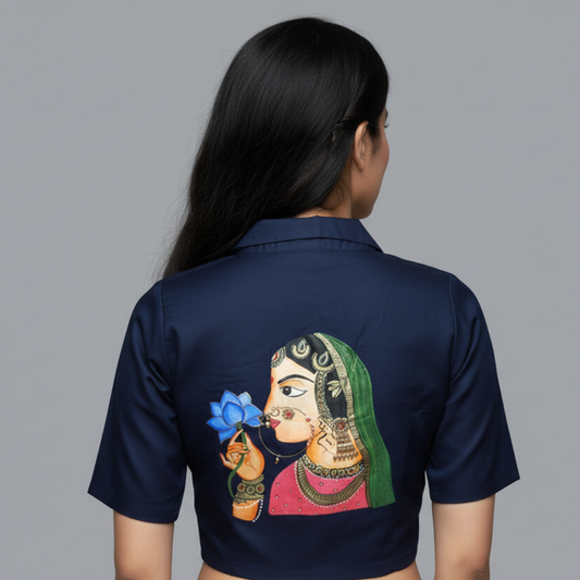 Tanjore Art Rajasthani hand Crafted Painting Blouse | S3B52