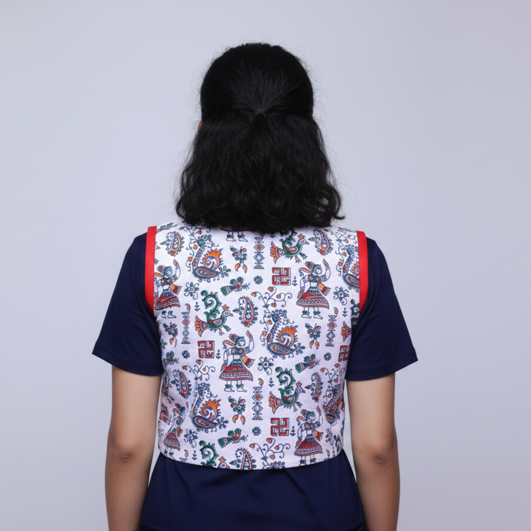 White Kalmkari Printed Sleeveless Blouse | S3M44