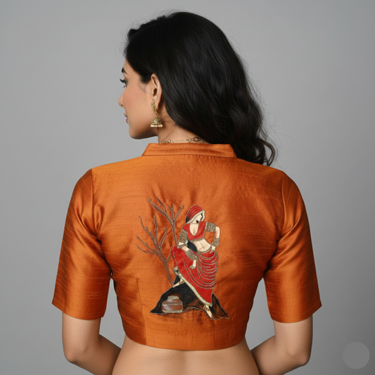 Rajasthani Heritage hand painting & maggam work Designer Blouse | S3B1188