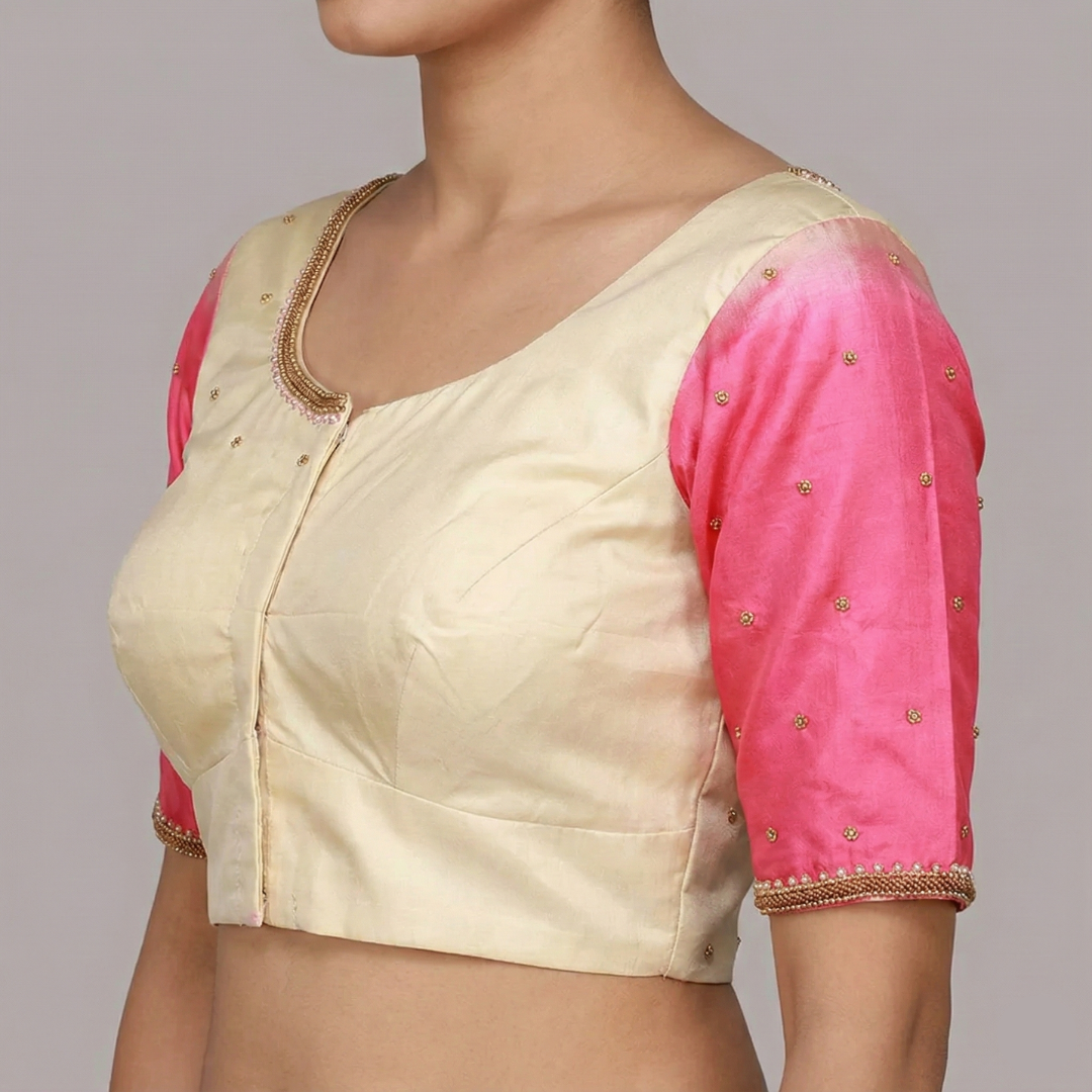 Women's Embroidery Maggam Bits withThreads Work Blouse  | S3MB43