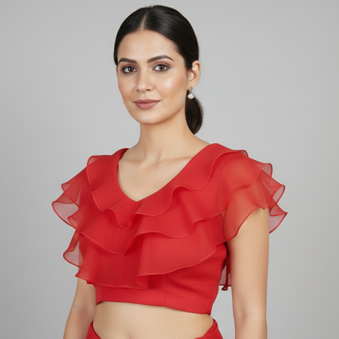 Pink Front Ruffle Layered Blouse | S3B49