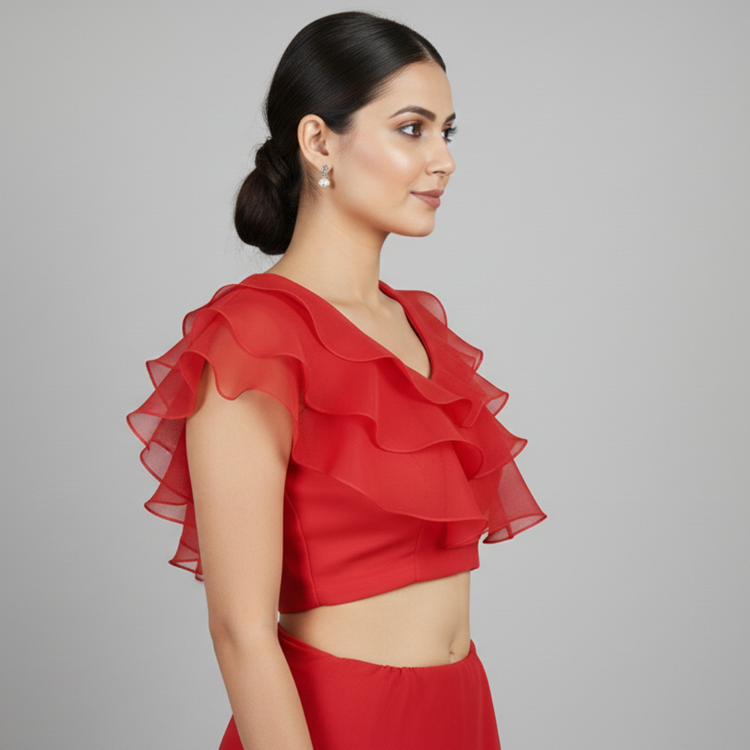 Pink Front Ruffle Layered Blouse | S3B49