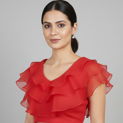 Pink Front Ruffle Layered Blouse | S3B49